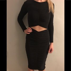 Slim black long dress